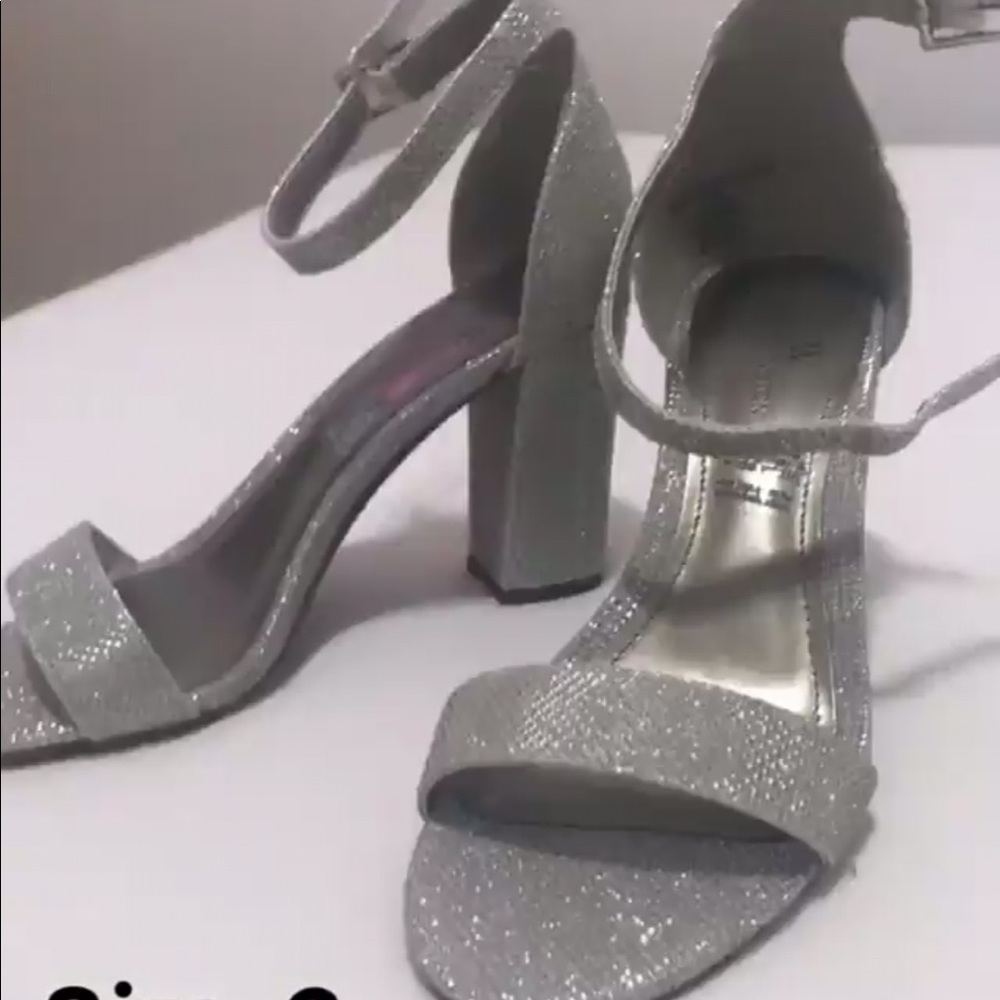 Silver glittery heels